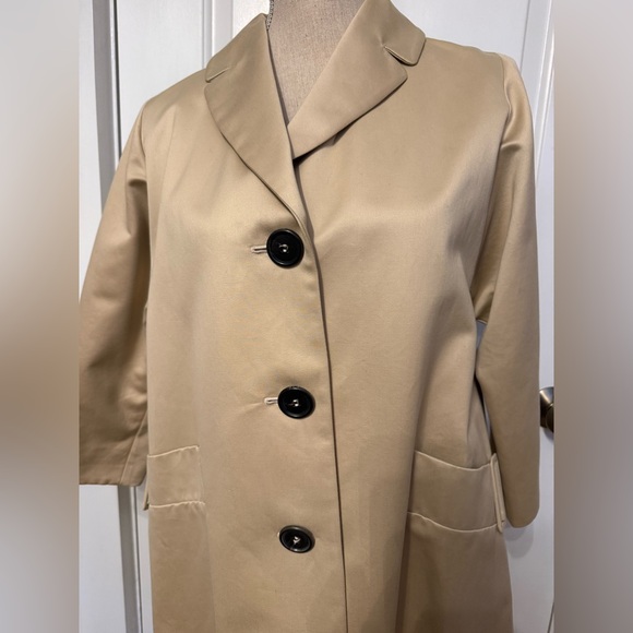 BARNEYS NEW YORK JACKET TRENCH COAT ITALY SIZE 38 4 TAN COTTON BUTTONS POCKETS - Picture 2 of 15